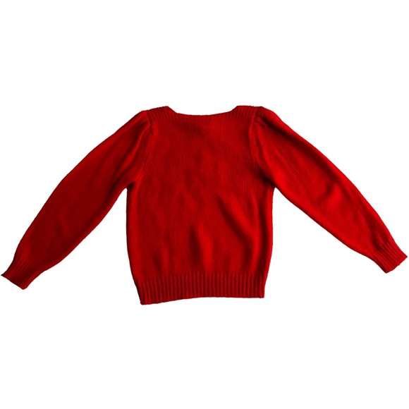 Vtg Lilly Of California Red Sweater Big Flower Gems Embellished Fringe Size M - Picture 4 of 10